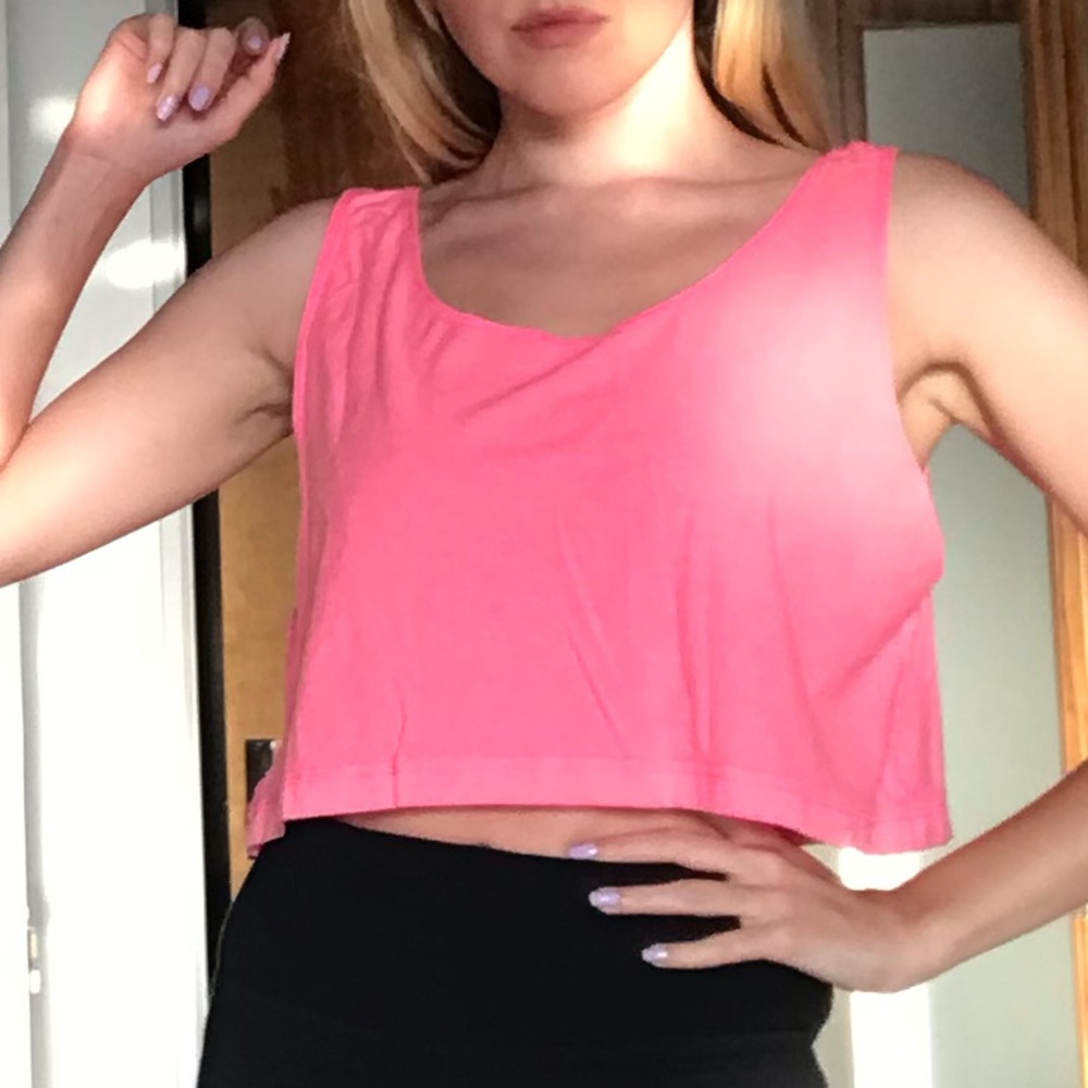 American Apparel hot pink crop top